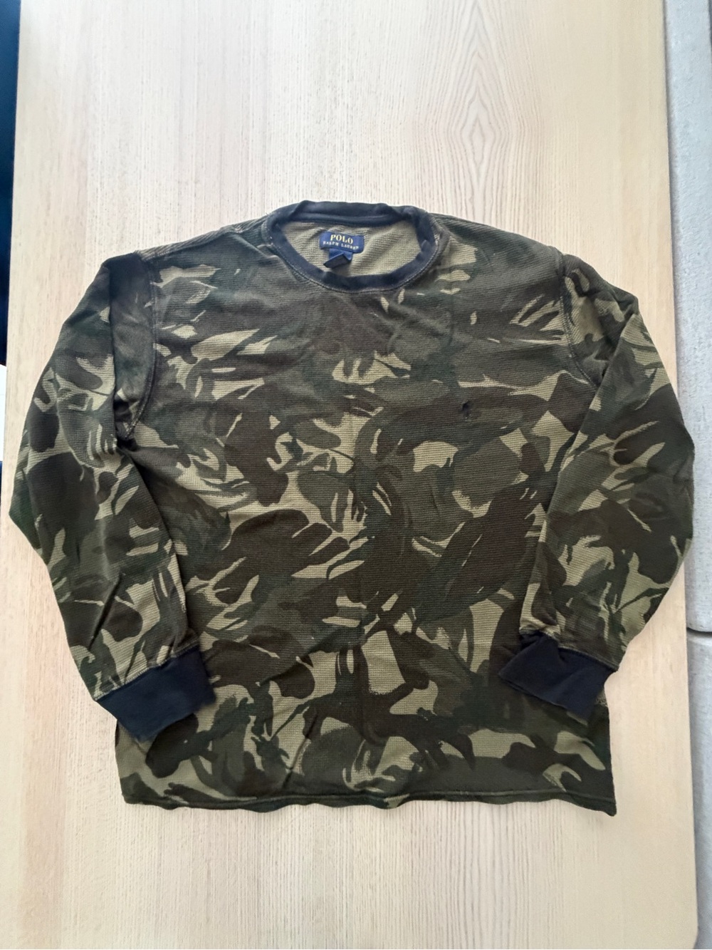 Polo Ralph Lauren Thermal Waffle Lounge T-Shirt Mens Large Camo Long Sleeve